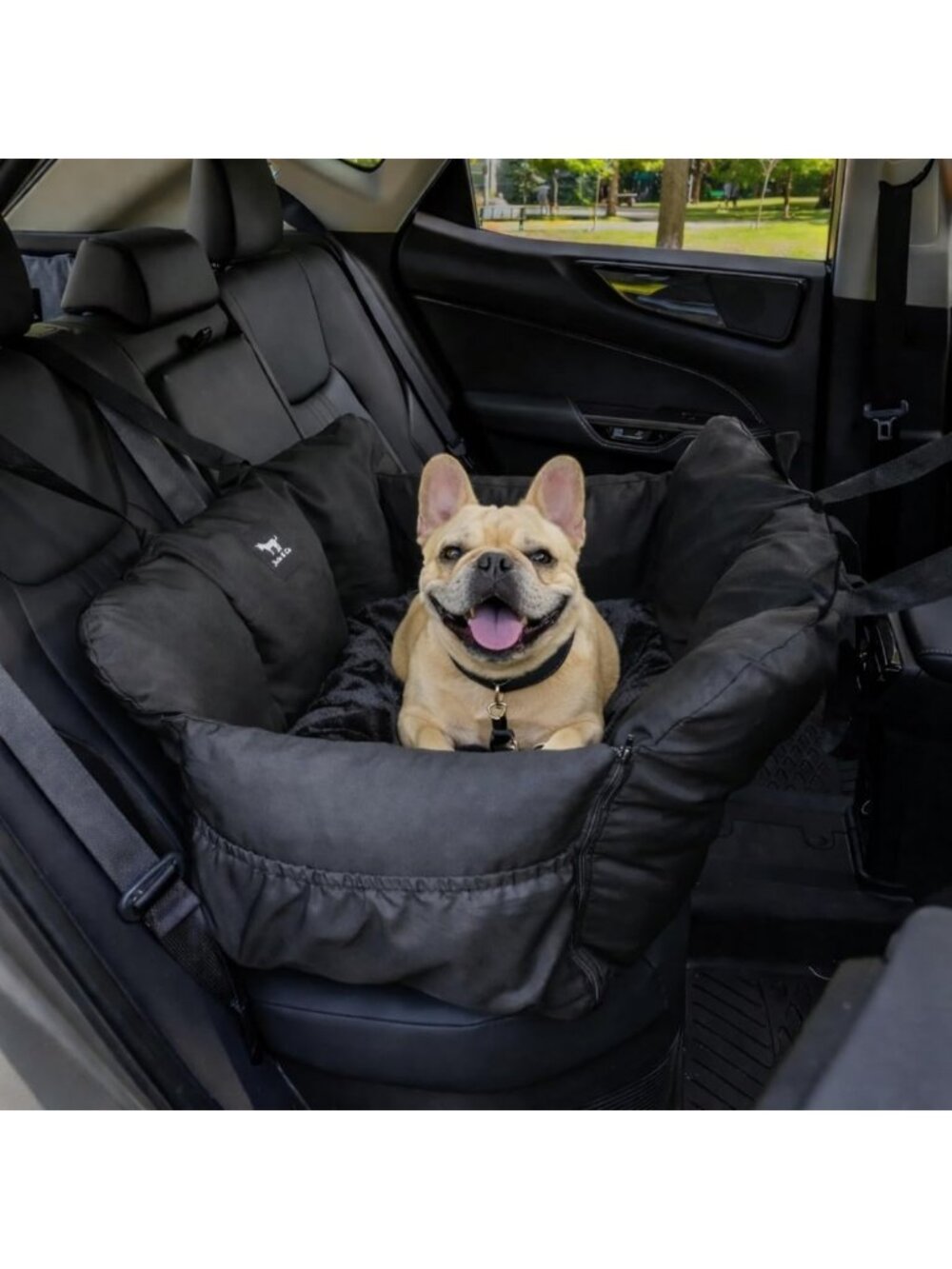 Comfortable Medium Dog Car Seat for Pets 25-40lbs - Safe Travel & Stylish Black